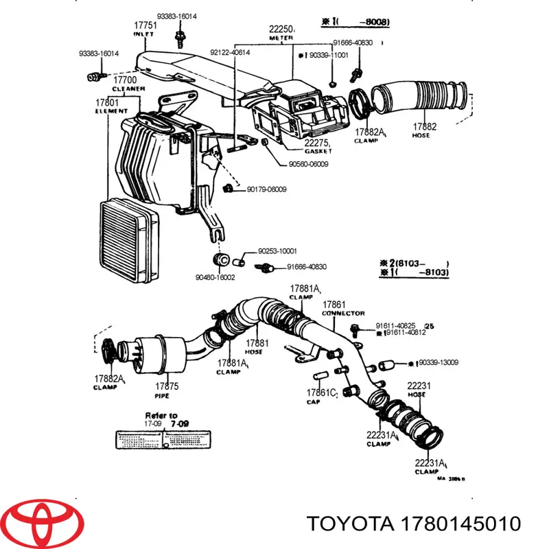 1780145010 Toyota filtro de aire