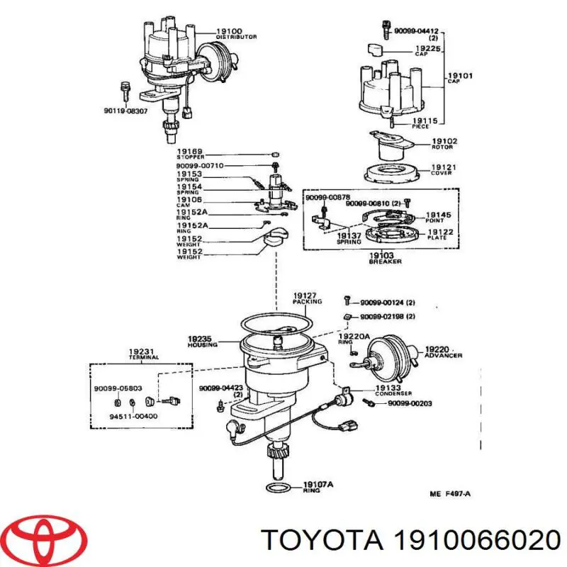  Distribuidor de encendido para Toyota Land Cruiser J8