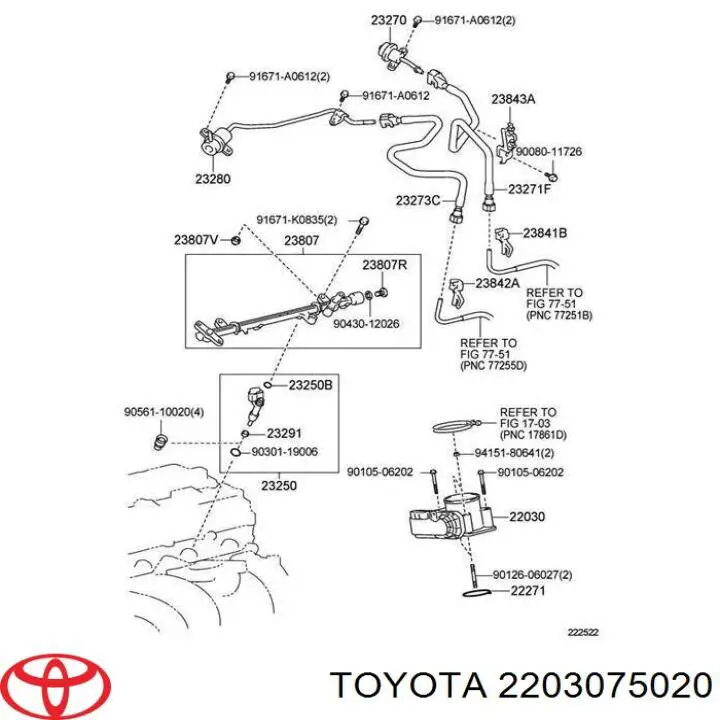 2203075020 Toyota cuerpo de mariposa completo