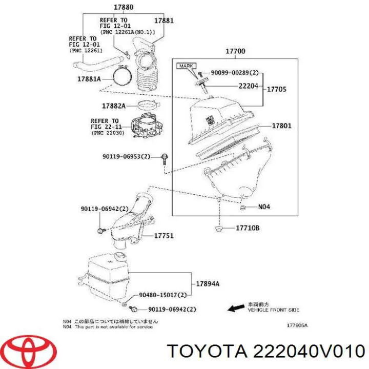 222040V010 Toyota sensor de flujo de aire/medidor de flujo (flujo de aire masibo)