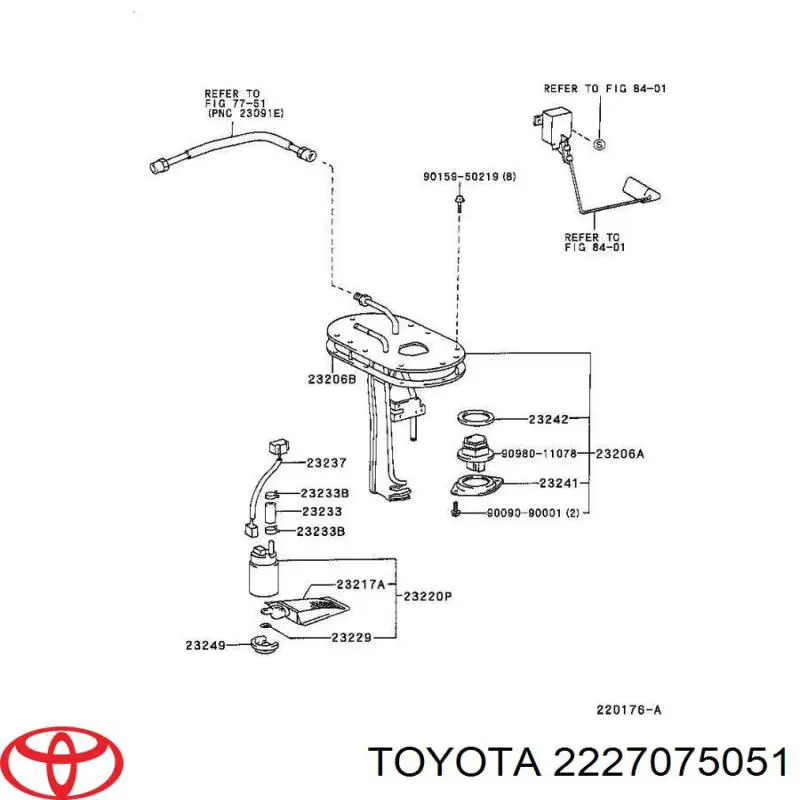  2227075050 Toyota válvula de mando de ralentí, suministro de aire