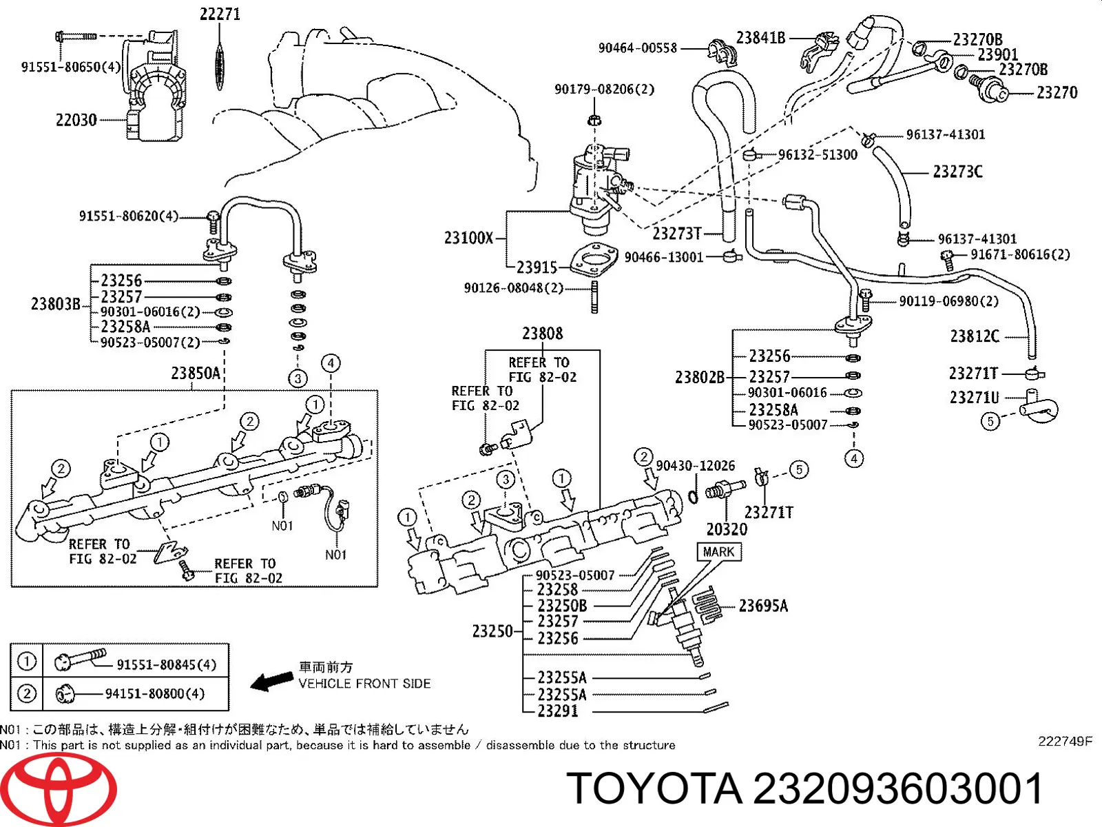 232093603001 Toyota inyector de combustible