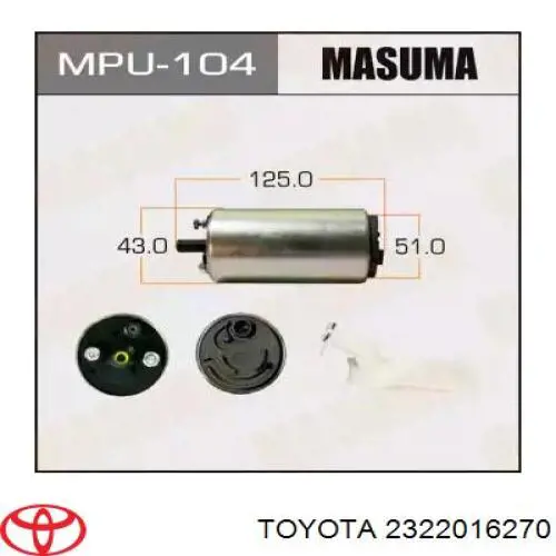 2322016080 Toyota bomba de combustible eléctrica sumergible