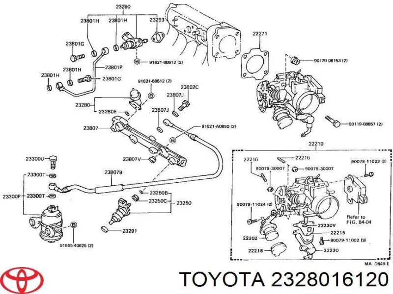 2328016120 Toyota regulador de presión de combustible, rampa de inyectores