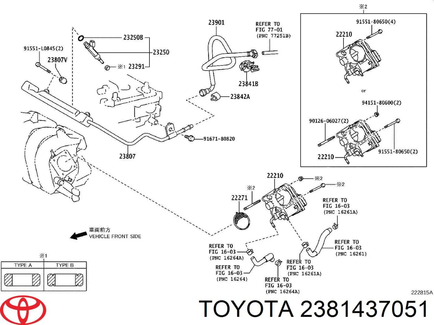 2381437051 Toyota rampa de inyectores