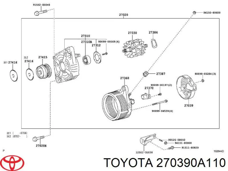 270390A110 Toyota tapa de el generador