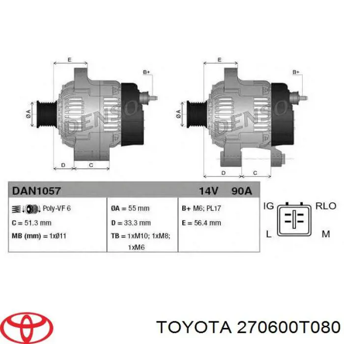 270600T080 Toyota alternador