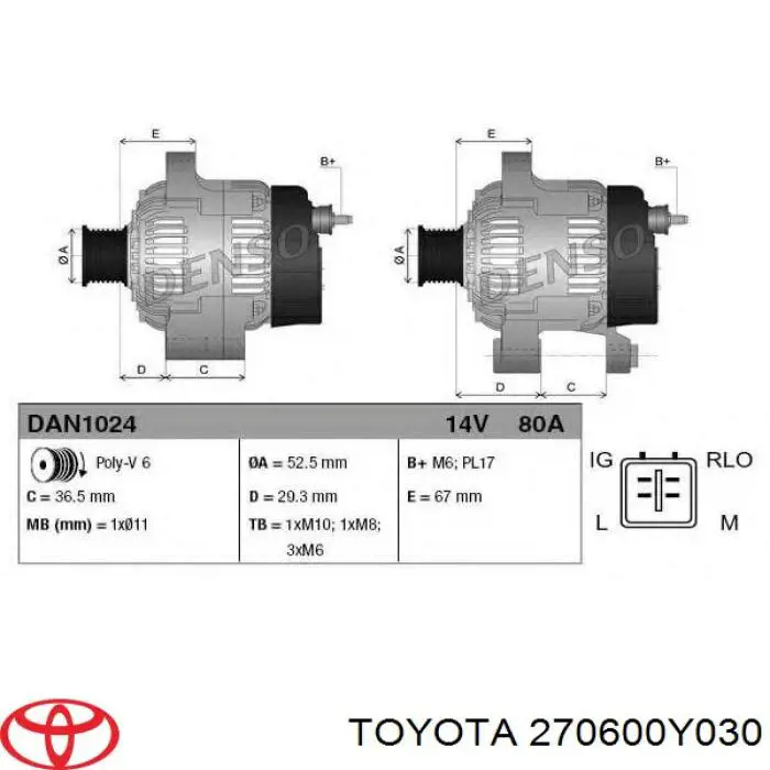 270600Y030 Toyota alternador