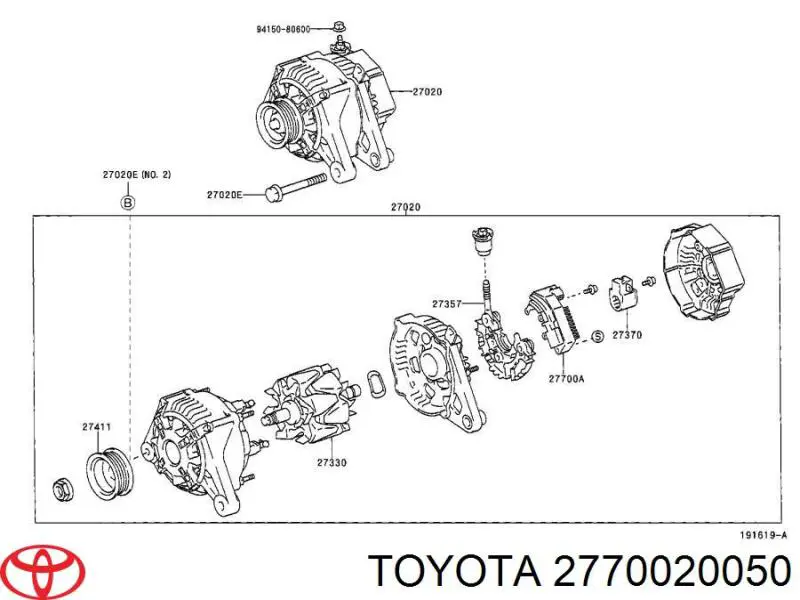 2770020050 Toyota regulador de rele del generador (rele de carga)