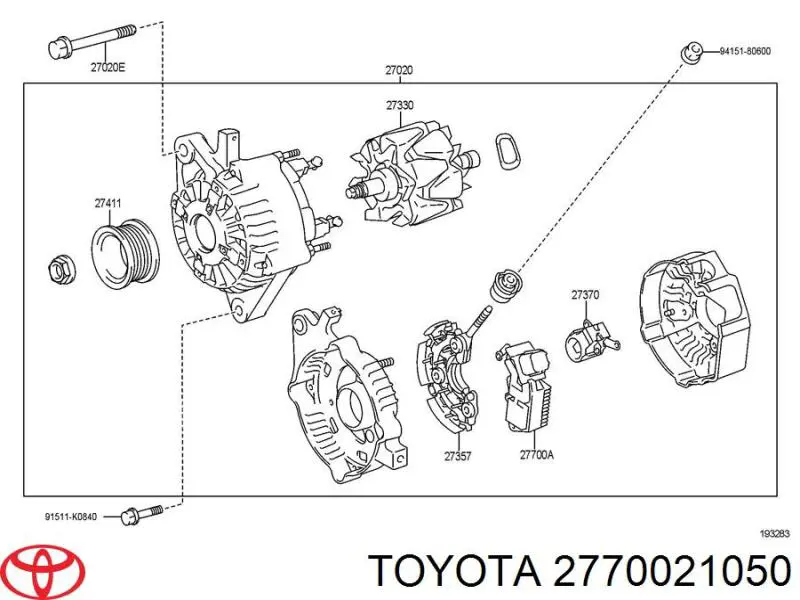 2770021050 Toyota regulador de rele del generador (rele de carga)