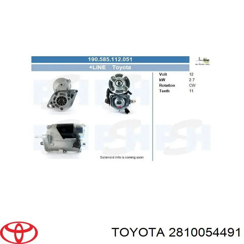 2810054491 Toyota motor de arranque