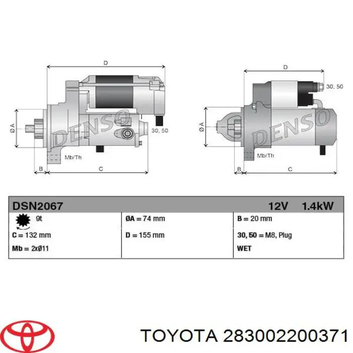 283002200371 Toyota motor de arranque