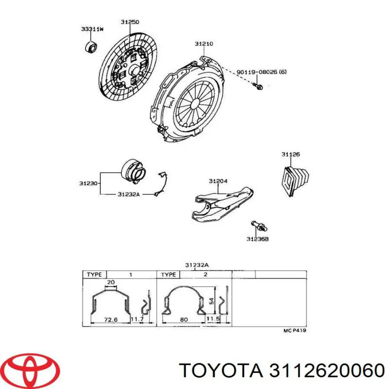  Bota De Horquilla De Embrague para Toyota 4 Runner N130