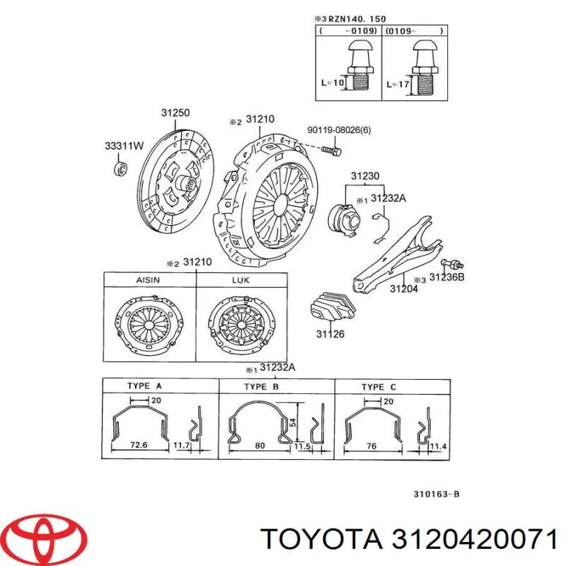  Horquilla de desembrague, embrague para Toyota 4 Runner N130