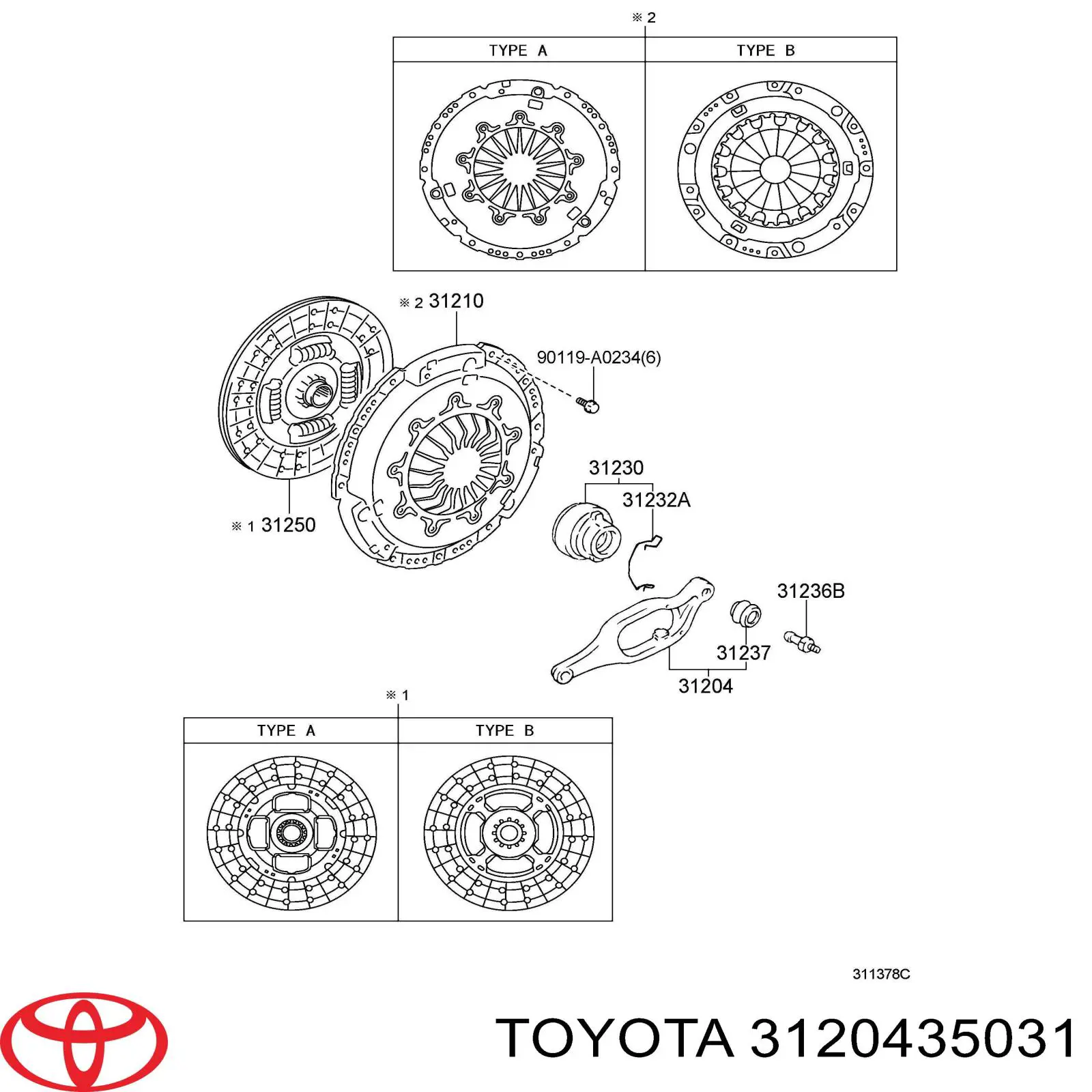 3120435030 Toyota horquilla de desembrague, embrague