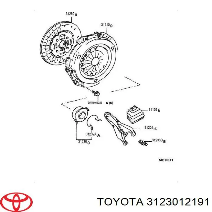 3123012191 Toyota cojinete de desembrague