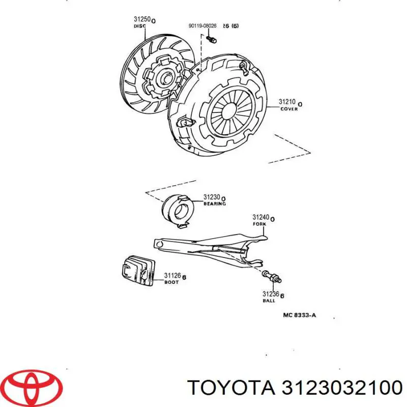 3123032100 Toyota cojinete de desembrague