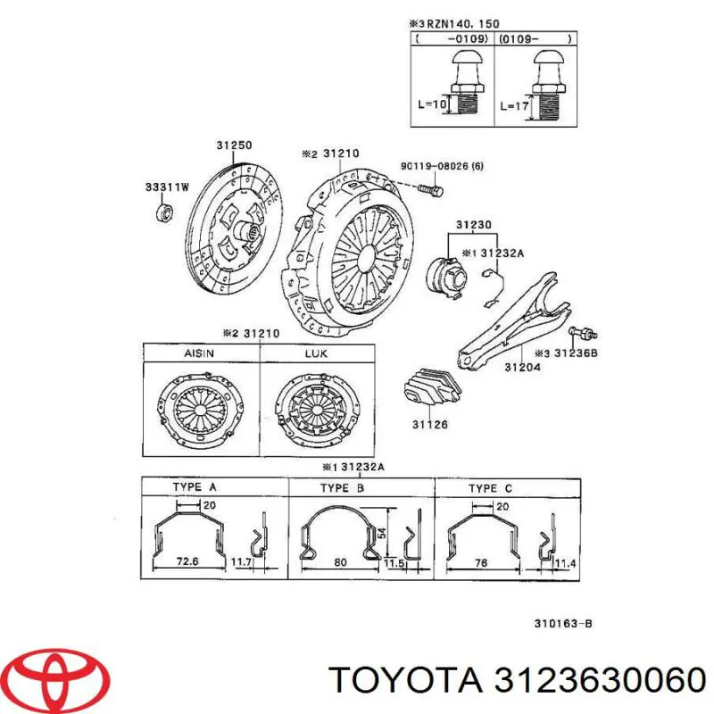  Eje De Horquilla De Embrague para Toyota 4 Runner N130