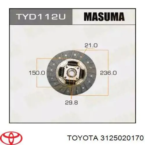 3125020170 Toyota disco de embrague