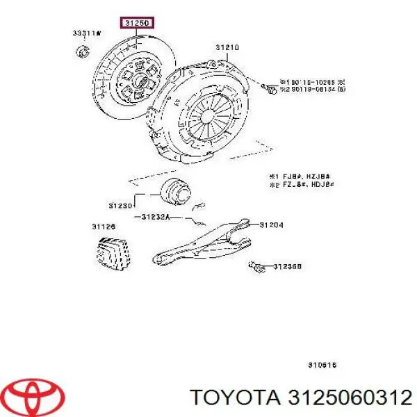 3125060312 Toyota disco de embrague