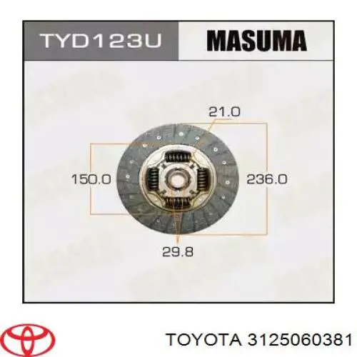 3125060381 Toyota disco de embrague