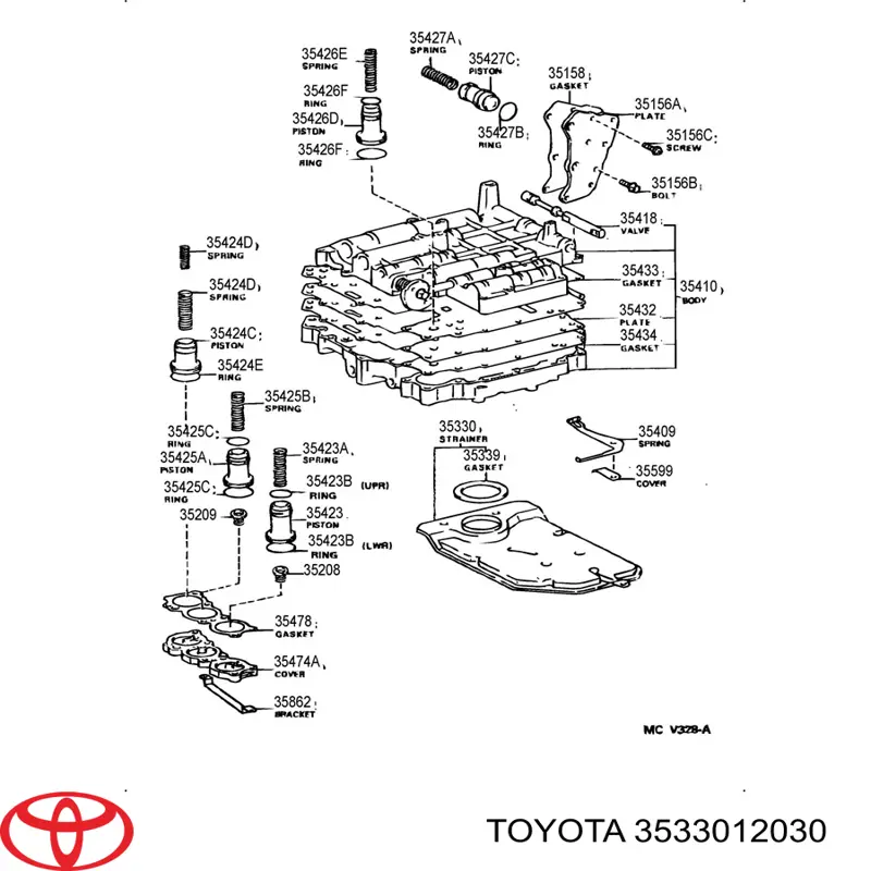 3533012030 Toyota filtro hidráulico, transmisión automática