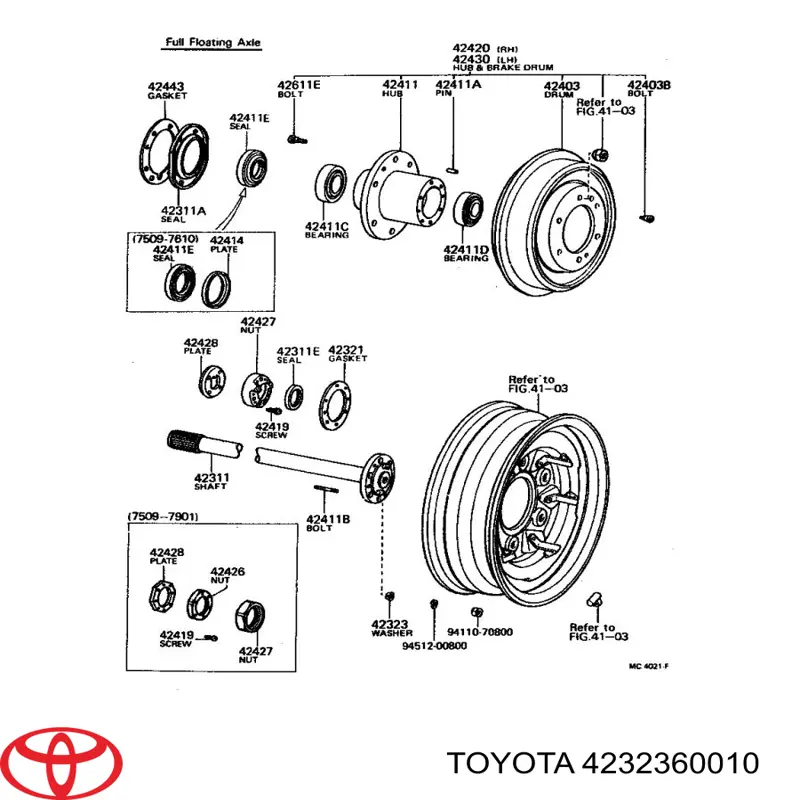 4232360010 Toyota anillo de retención de cojinete de rueda