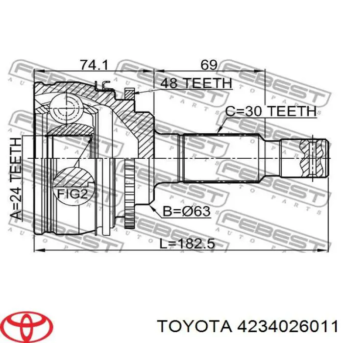  Árbol de transmisión trasero derecho para Toyota Hiace 4 