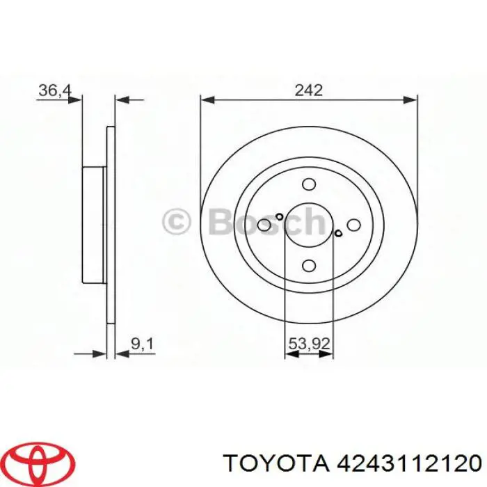 4243112120 Toyota disco de freno trasero