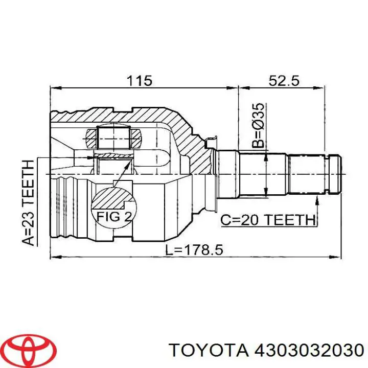 4303032030 Toyota junta homocinética interior delantera derecha