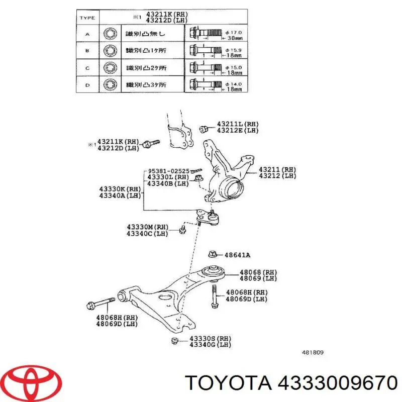  Rótula de suspensión inferior para Toyota Matrix 