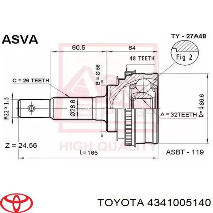 4341005140 Toyota junta homocinética exterior delantera