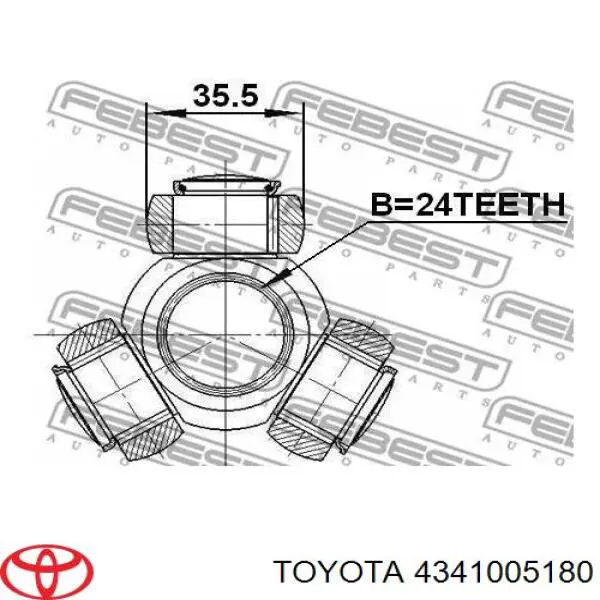 4341005180 Toyota árbol de transmisión delantero derecho