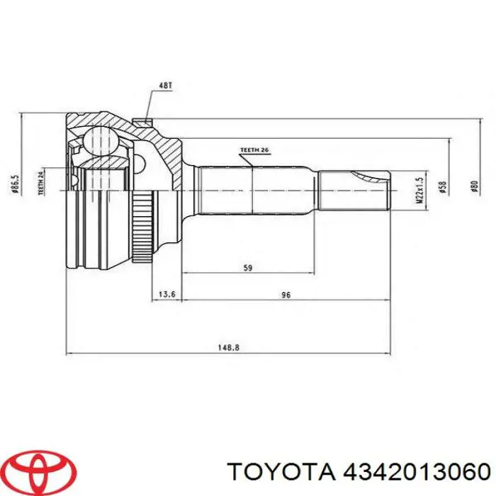 4342013060 Toyota árbol de transmisión delantero izquierdo