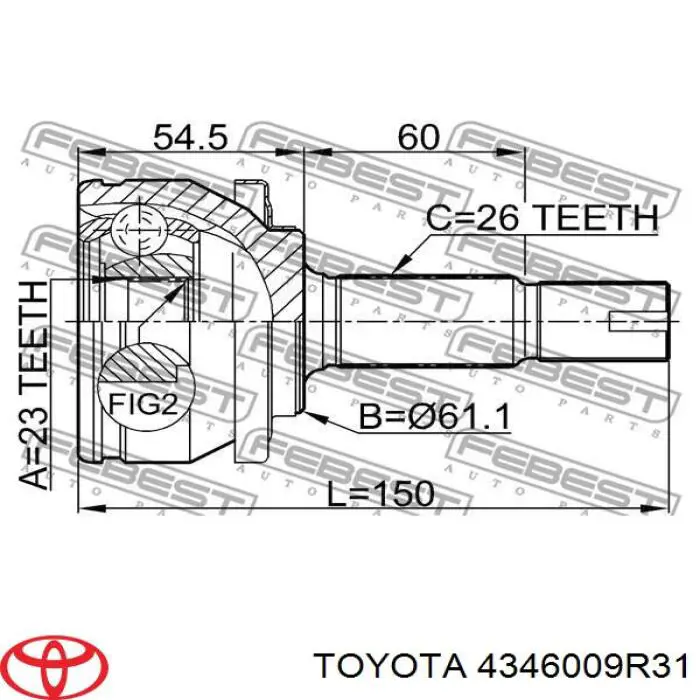  Junta homocinética exterior delantera derecha para Toyota Auris E15