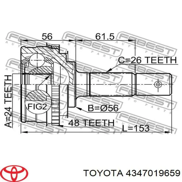 4347019659 Toyota árbol de transmisión delantero izquierdo