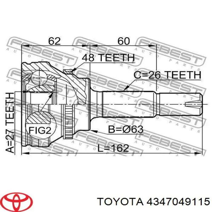  Junta homocinética exterior delantera izquierda para Toyota RAV4 2 