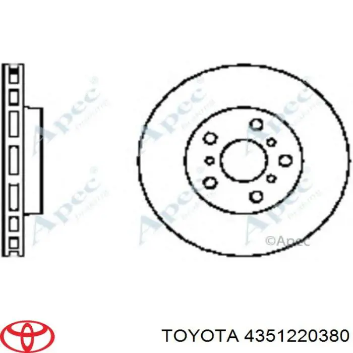 4351220380 Toyota freno de disco delantero