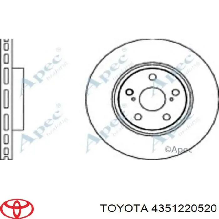 4351220520 Toyota freno de disco delantero