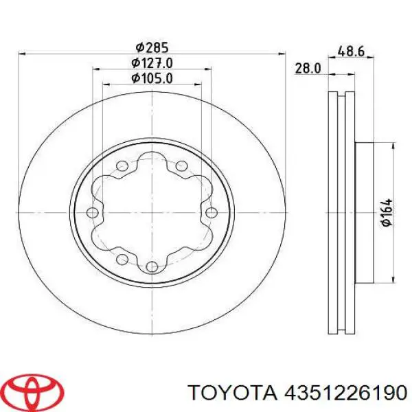 4351226190 Toyota freno de disco delantero