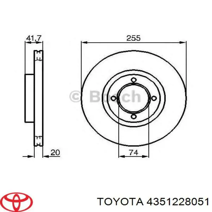 4351228051 Toyota freno de disco delantero