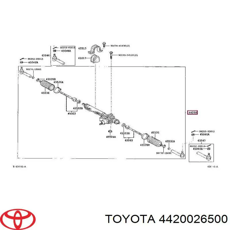 4420026500 Toyota cremallera de dirección