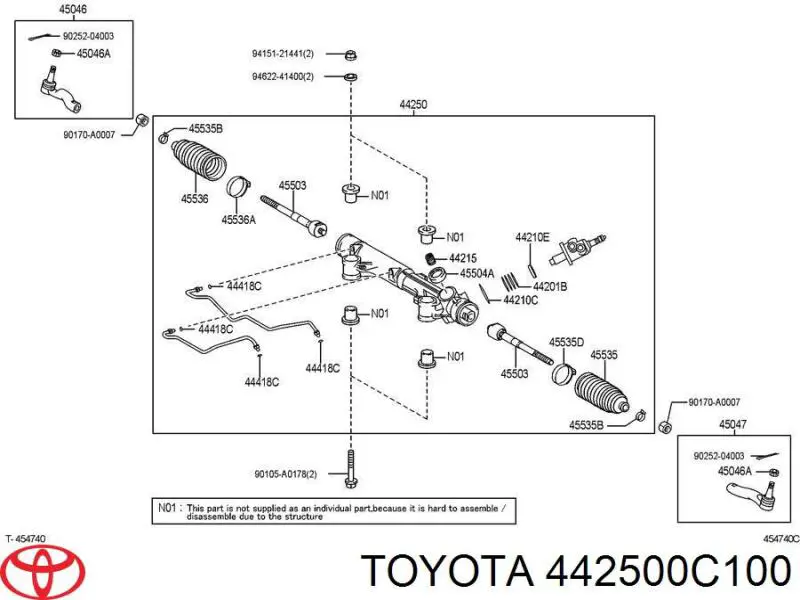  Cremallera de dirección para Toyota Tundra 