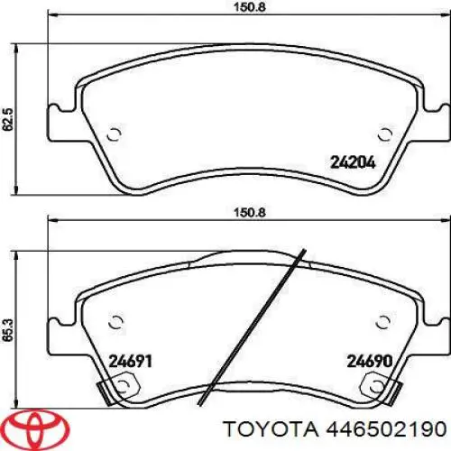 446502190 Toyota pastillas de freno delanteras