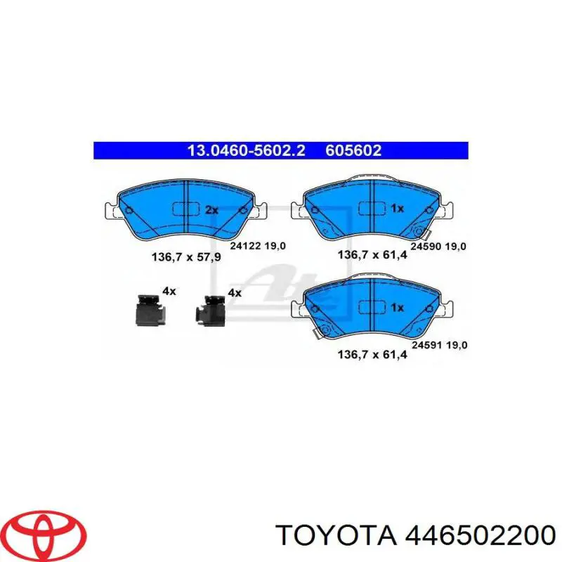 446502200 Toyota pastillas de freno delanteras