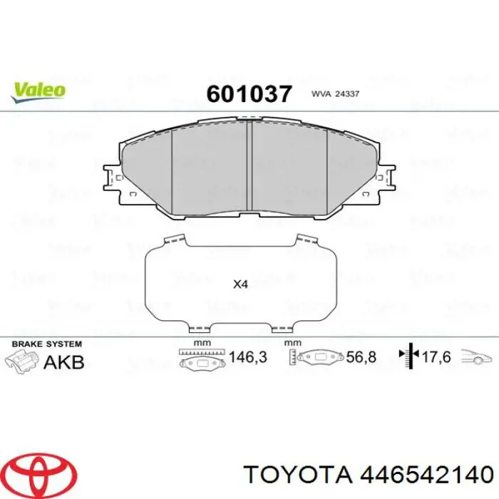 446542140 Toyota pastillas de freno delanteras