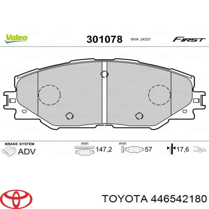 446542180 Toyota pastillas de freno delanteras