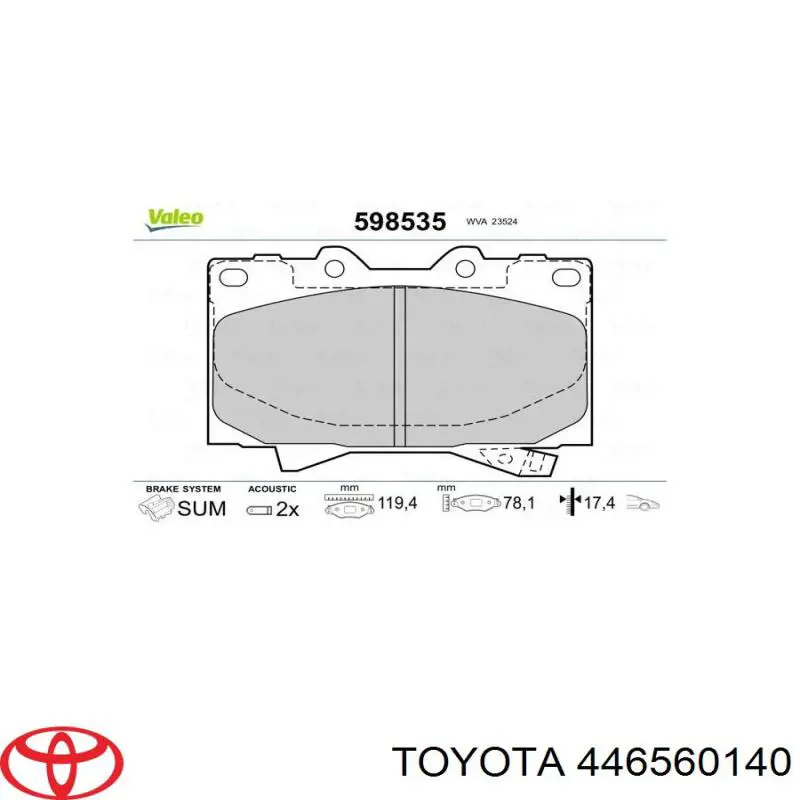 446560140 Toyota pastillas de freno delanteras