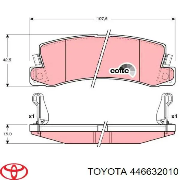 446632010 Toyota pastillas de freno traseras