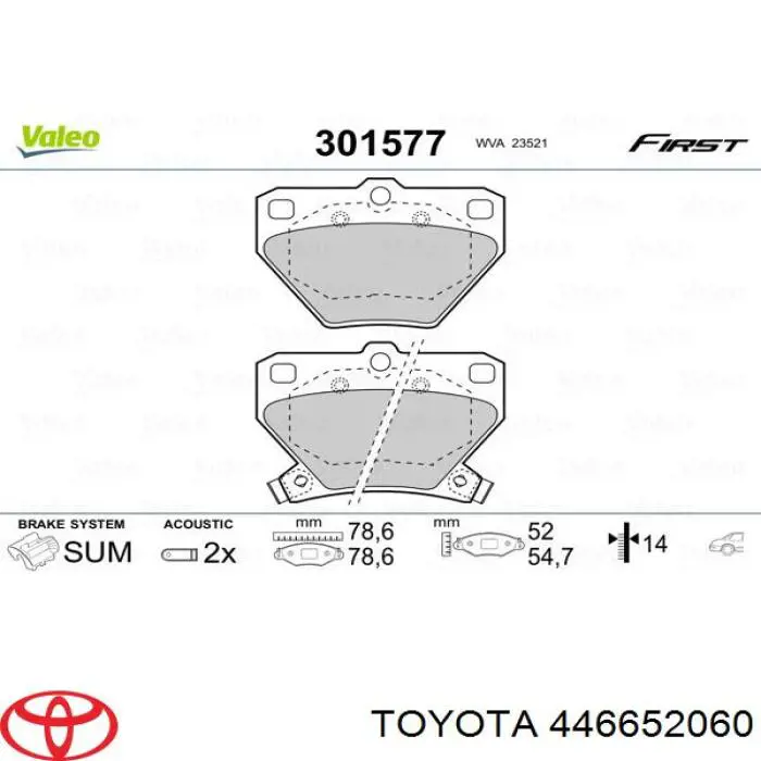 446652060 Toyota pastillas de freno traseras